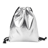 Waterproof Drawstring Backpack Bag PU Leather Women Sport Gym Bag