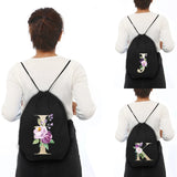 Waterproof Foldable Drawstring Bag Golden Letter Print Backpack