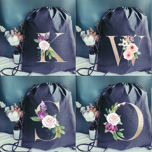 Waterproof Foldable Drawstring Bag Golden Letter Print Backpack