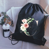 Waterproof Foldable Gym Bag Fitness Backpack Drawstring Bag Golden Letter Print
