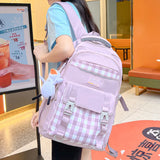 Waterproof Girl Plaid Backpack Female Harajuku College Laptop Bag