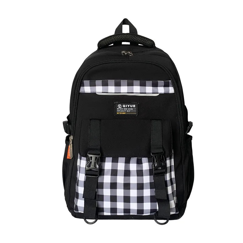 Waterproof Girl Plaid Backpack Female Harajuku College Laptop Bag