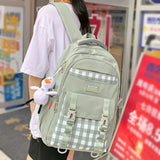 Waterproof Girl Plaid Backpack Female Harajuku College Laptop Bag