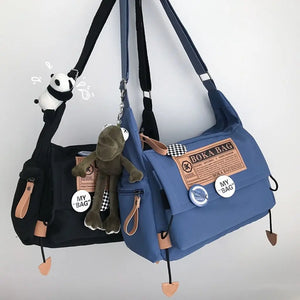 Waterproof Harajuku Crossbody Bag Retro Nylon Large Capacity Messenger Shoulder