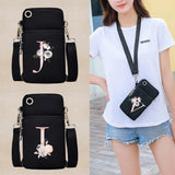Waterproof Ladies Wrist Bag Phone Bag Pink Flower 26 Letters Phone Case