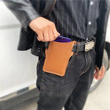 Waterproof Man Waist Bag Retro Leather Mobile Carrier Belt Pouch