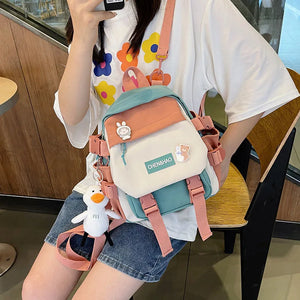 Waterproof Mini School Backpack for Women, Nylon Laptop Travel Bag