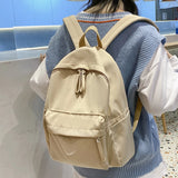 Waterproof Nylon Backpack Women Solid School Backpacks for Teenage Girls