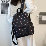 Waterproof Nylon Floral School Backpack for Women Rucksack