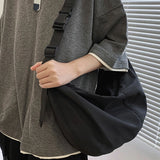 Waterproof Nylon Shoulder Bag Dumpling Shaped Crossbody Handbag Retro Messenger