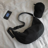 Waterproof Nylon Shoulder Bag Dumpling Shaped Crossbody Handbag Retro Messenger