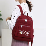 Embroidered Nylon Women Backpack for Teenage Girls