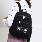 Embroidered Nylon Women Backpack for Teenage Girls