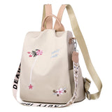 Waterproof Nylon Women Backpack Floral Print School Bag
