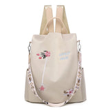 Waterproof Nylon Women Backpack Floral Print School Bag
