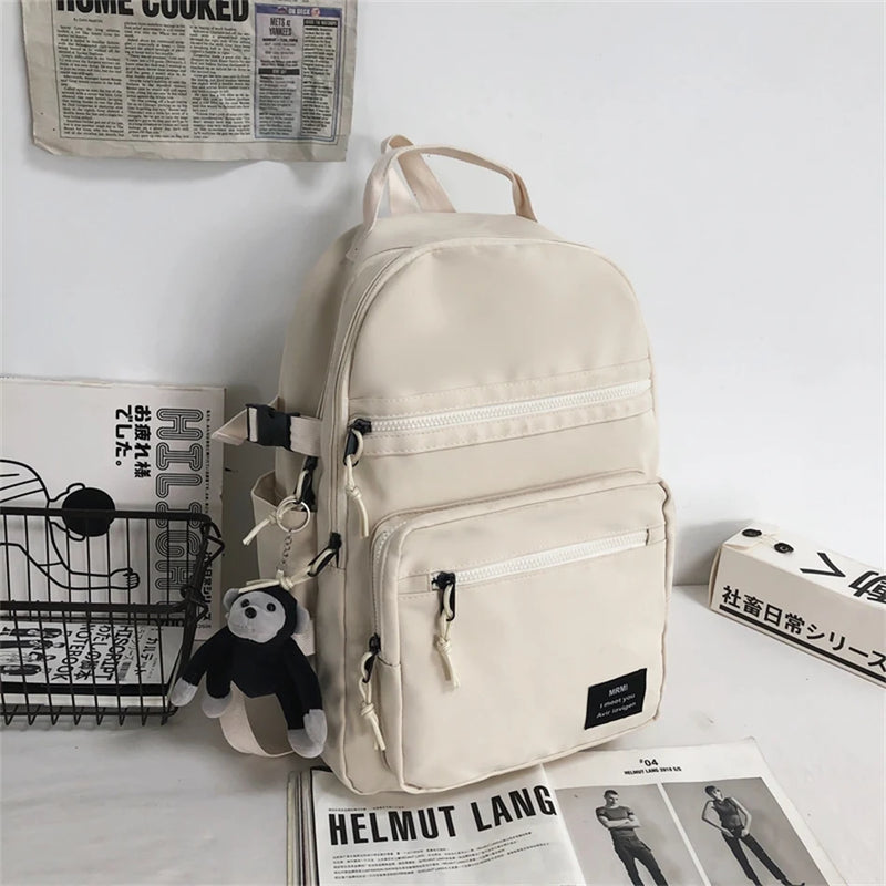 Waterproof Nylon Women Backpack Multi-pocket Laptop Rucksack