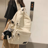 Waterproof Nylon Women Backpack Multi-pocket Laptop Rucksack