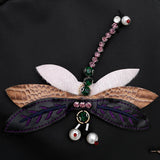 Dragonfly Flower Embroidered Backpack Waterproof School Bag