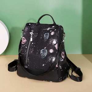 Waterproof Oxford Women Backpack Anti-theft Print Girls School Bag