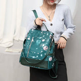 Waterproof Oxford Women Backpack Anti-theft Print Girls School Bag