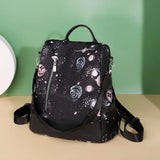 Waterproof Oxford Women Backpack Anti-theft Print Girls School Bag