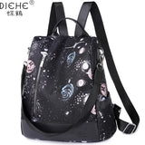 Waterproof Oxford Women Backpack Anti-theft Print Girls School Bag