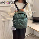Waterproof Padded Backpacks Solid Women Student School Bags Zipper Quilted