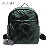 Waterproof Padded Women Student School Backpack Quilted Casual Pompom Ball