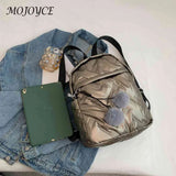 Waterproof Padded Women Student School Backpack Quilted Casual Pompom Ball