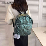 Waterproof Padded Women Student School Backpack Quilted Casual Pompom Ball