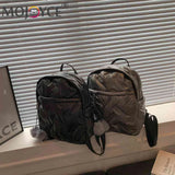 Waterproof Padded Backpacks Solid Women Student School Bags Zipper Quilted