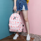 Pink Carrot Printing Backpack Women Waterproof School Bag