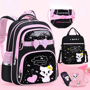 Waterproof School Bags For Girls Kids SchoolBag cat cartoon Orthopedic Backpack