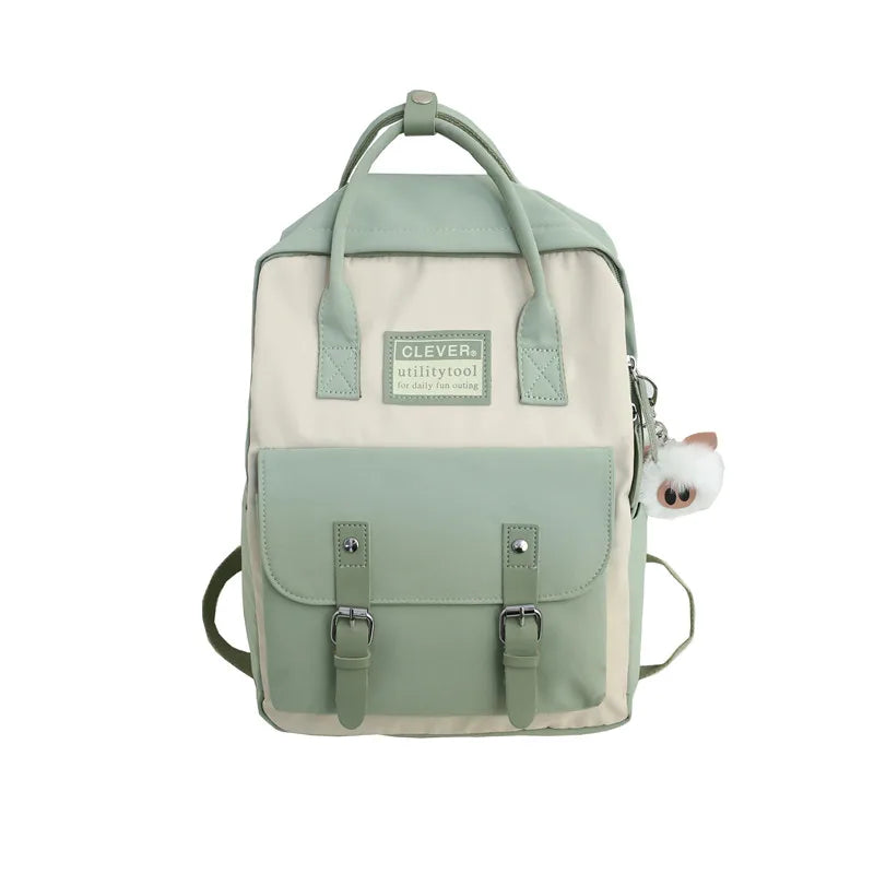 Waterproof Nylon Backpack for Women Girls Patchwork Backpack Female Rucksack