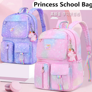 Waterproof Schoolbag With Cartoon Pendant For Girls Children Princess Mochila Sc
