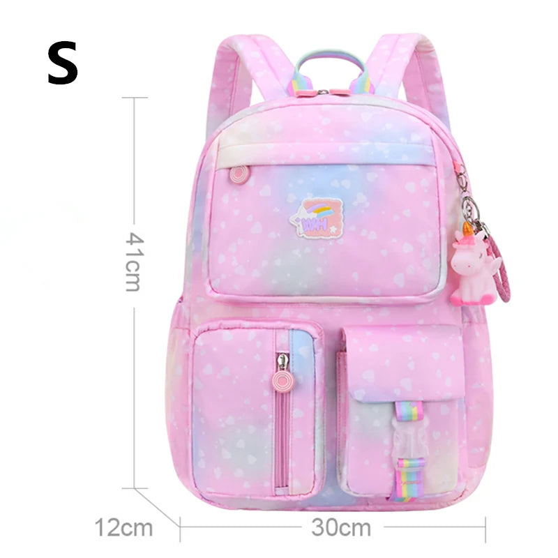 Waterproof Schoolbag With Cartoon Pendant For Girls Children Princess Mochila Sc