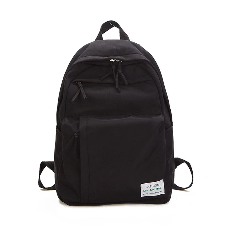 Waterproof Solid Nylon Women Backpack Multiple Zip Pocket Travel Backpack