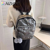 Waterproof Student School Backpack Winter Casual Quilted Cotton Bag