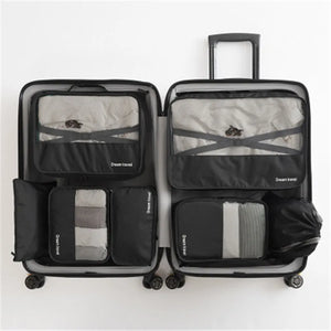 Waterproof Travel Tote System 7Pcs Packing Cube Unisex Clothing Sorting