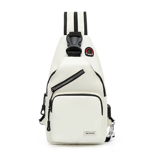 Waterproof USB Leather Crossbody Bag Anti-theft Shoulder Sling Bag