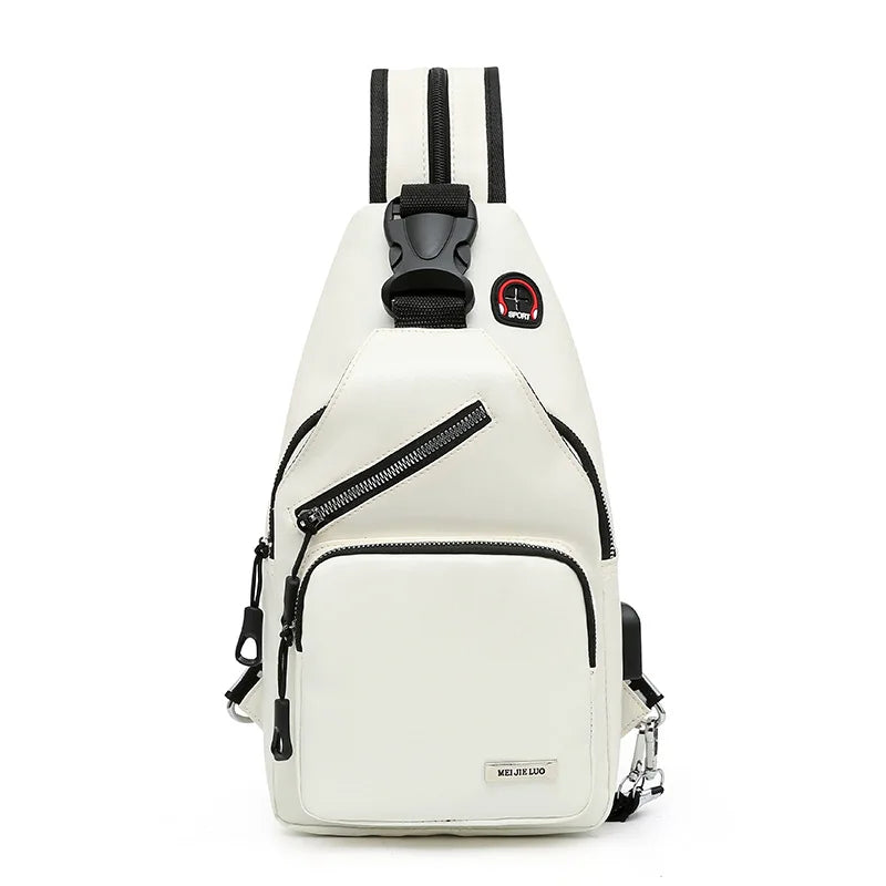 Waterproof USB Leather Crossbody Bag Anti-theft Shoulder Sling Bag