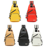 Waterproof USB Leather Crossbody Bag Anti-theft Shoulder Sling Bag