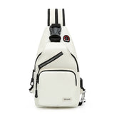 Waterproof USB Leather Crossbody Bag Anti-theft Shoulder Sling Bag