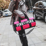 Waterproof Gym Bag for Women & Men Pink Nylon Handbags