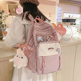 Waterproof Women Backpack Nylon College Solid Schoolbag for Student Girls