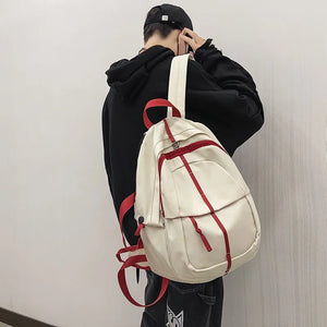 Waterproof Leather Backpack School Laptop Bag