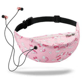 Colorful Printed Waterproof Women's Belt Bag with Headphone Jack