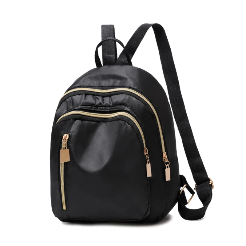 Waterproof Zipper School Bag Nylon Women Mini Backpack