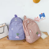 Waterproof Canvas Campus Backpack Flower Pendant Girl College Student Bag