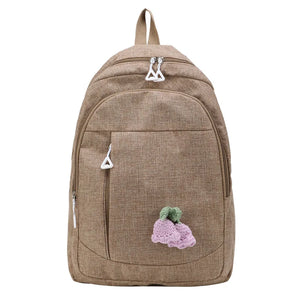 Waterproof Canvas Campus Backpack Flower Pendant Girl College Student Bag